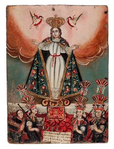 The Virgin Mary with Indian donors, 1752 by Bolivian School